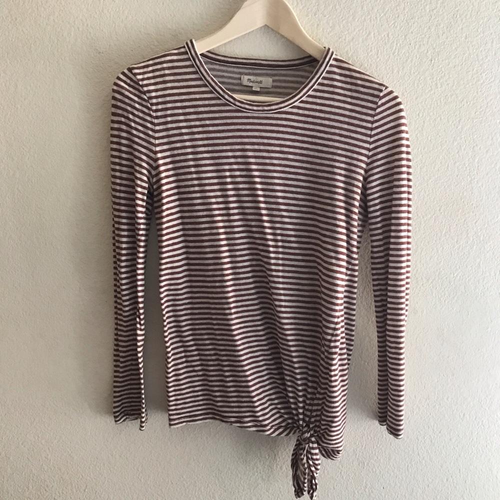 Madewell | Soundcheck Side-Tie Tee in Stripe Brown